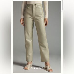 NWT AGOLDE recycled leather 90’s pinch waist pant in color toast